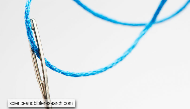 Blue thread going through needle eye (Photo by londondeposit)