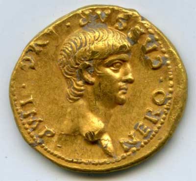 A Roman gold coin depicting the Emperor Nero, dated to 56 AD was discovered in summer, 2016 at UNC Charlotte's archaeological excavation at Jerusalem's Mount Zion (Image Credit: Shimon Gibson)