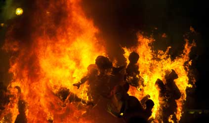 Crema in Fallas of Valencia on March 19 all figures are burned at end of celebration (Photo by lunamarina)